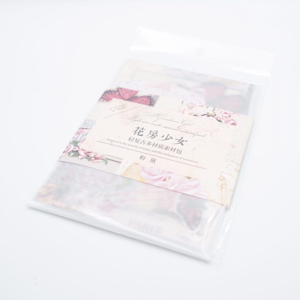 シール付き花柄素材紙セット 花房少女 002