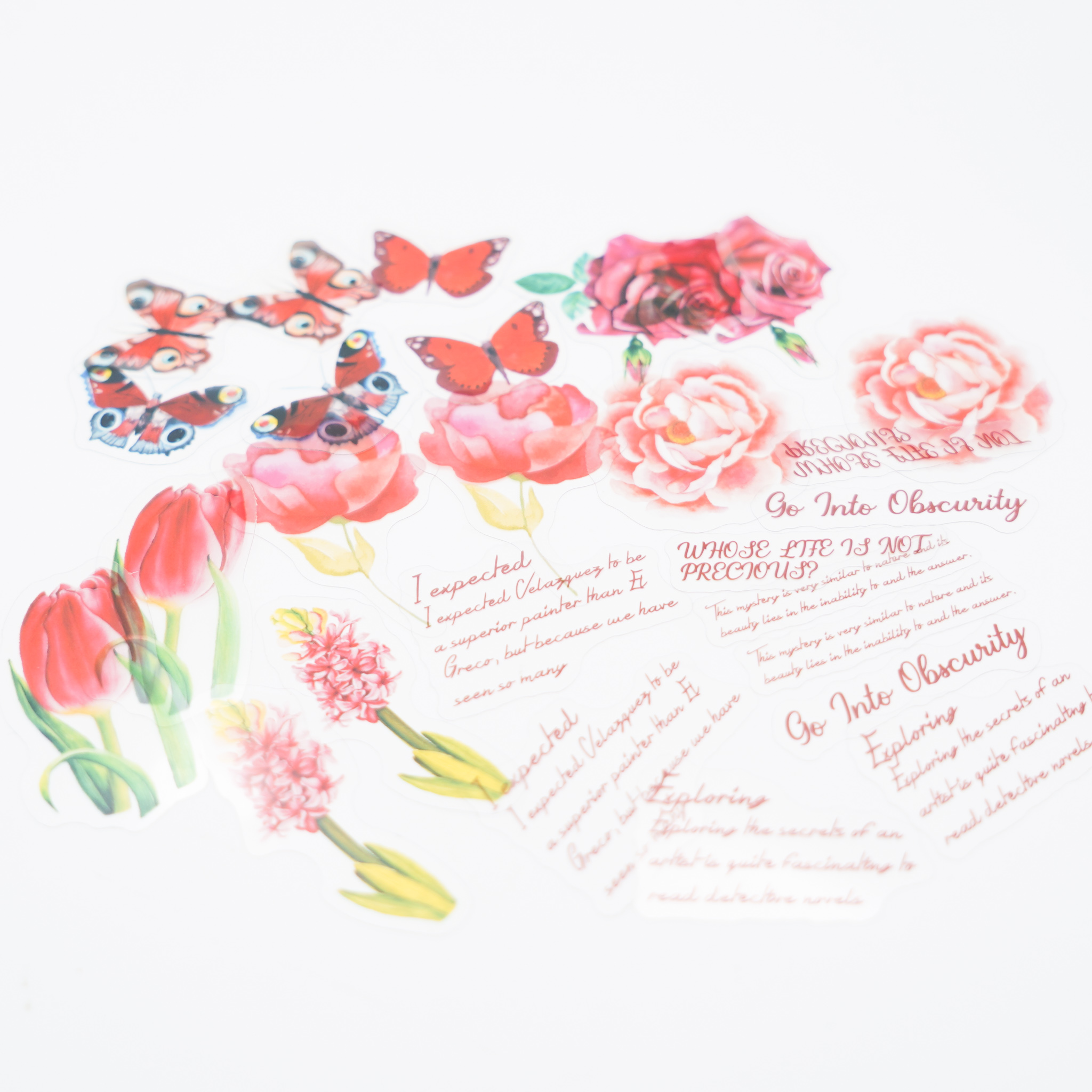 シール付き花柄素材紙セット 花房少女 003 スタンプ専門店ハンコルンゴ